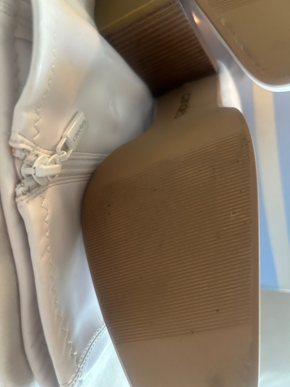 Candie's White Chunky Heel Mid-Calf Boots - Picture 12 of 12
